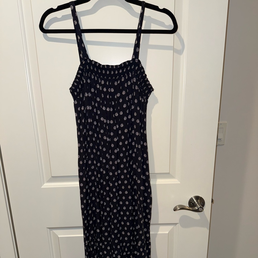 LOFT Navy and White Midi Dress